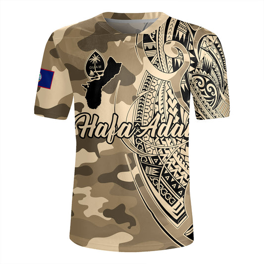 Guam Rugby Jersey Hafa Adai Tribal Tattoo With Camouflage Pattern