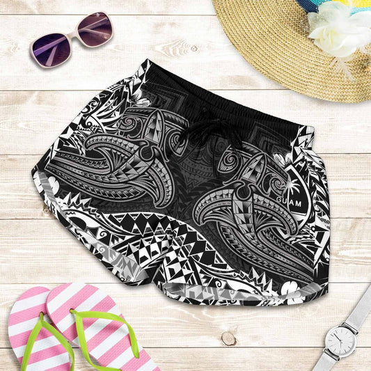 Guam Polynesian Women Shorts - White Shark Polynesian Tattoo