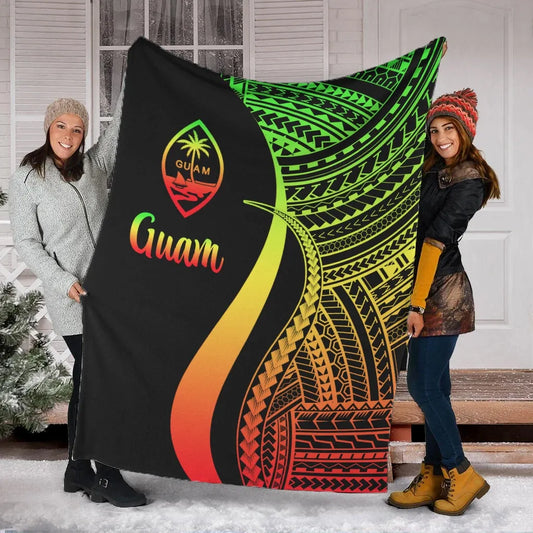 Guam Premium Blanket - Reggae Polynesian Tentacle Tribal Pattern