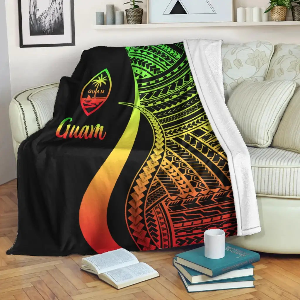 Guam Premium Blanket - Reggae Polynesian Tentacle Tribal Pattern