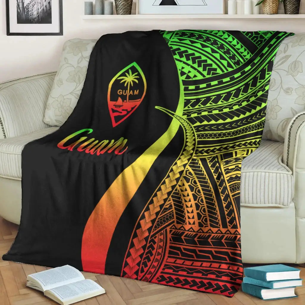 Guam Premium Blanket - Reggae Polynesian Tentacle Tribal Pattern