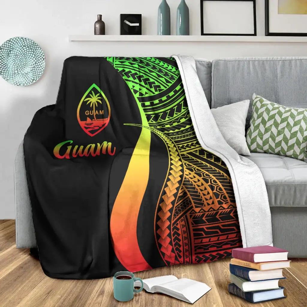 Guam Premium Blanket - Reggae Polynesian Tentacle Tribal Pattern
