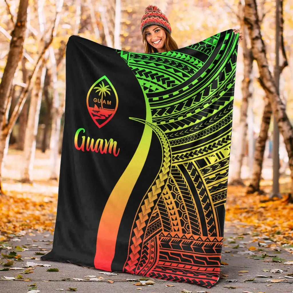 Guam Premium Blanket - Reggae Polynesian Tentacle Tribal Pattern