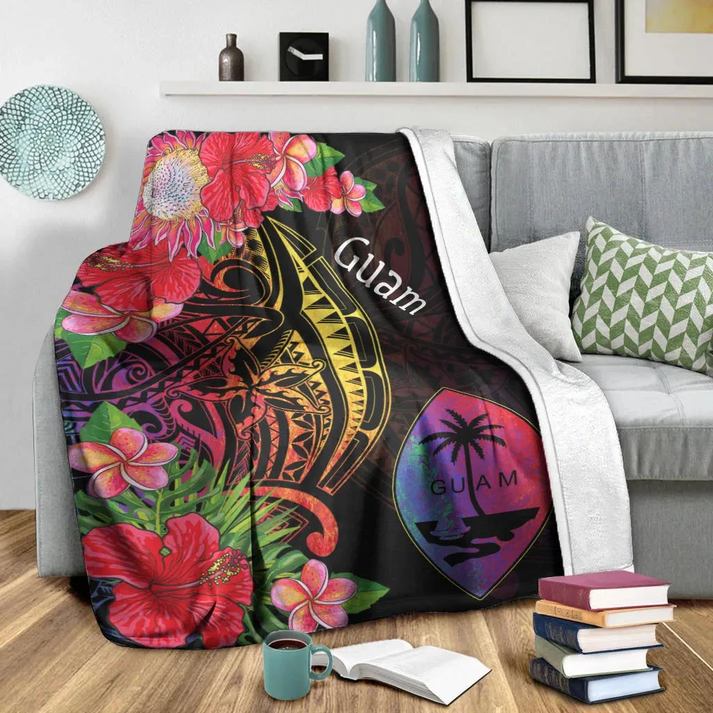 Guam Premium Blanket - Tropical Hippie Style