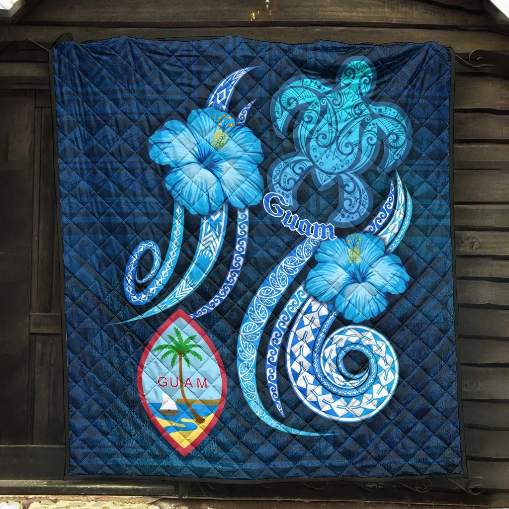 Guam Premium Quilt - Turtle and Tribal Tattoo Of Polynesian
