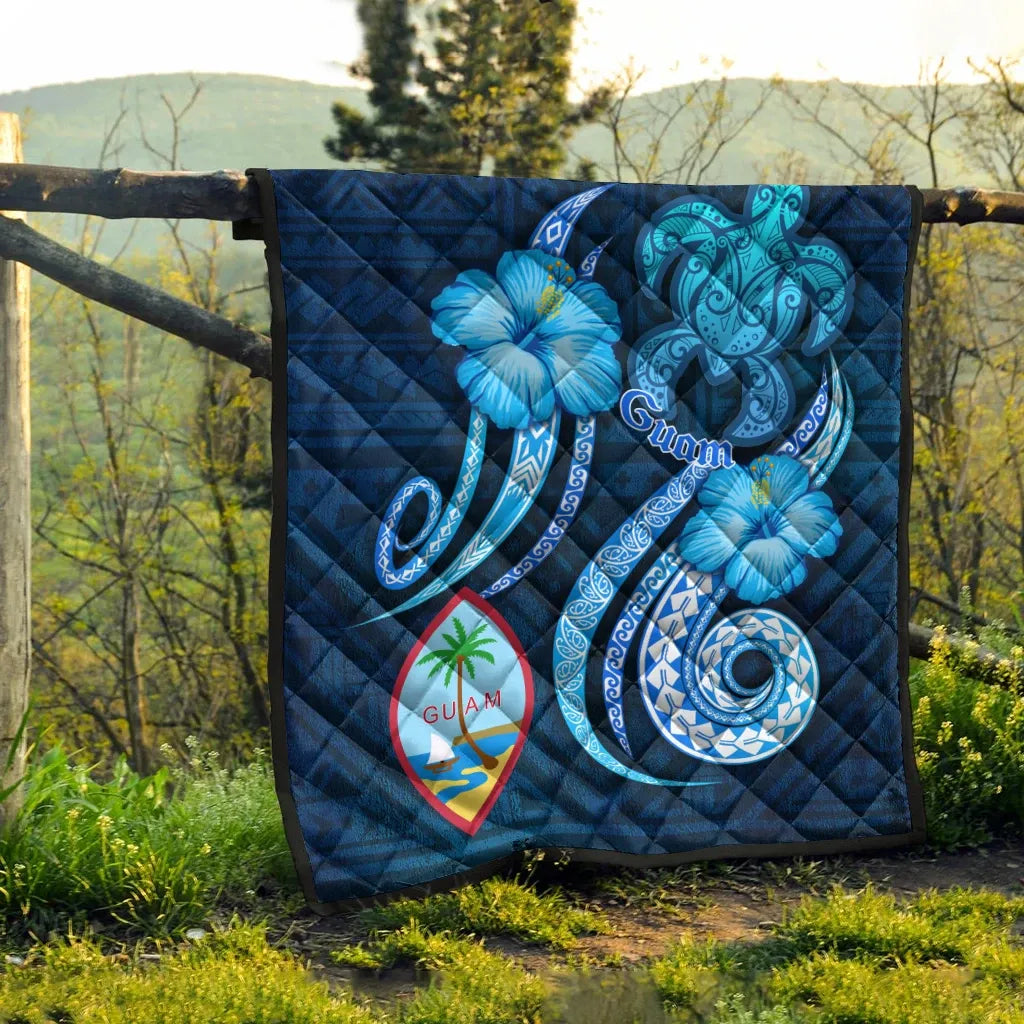 Guam Premium Quilt - Turtle and Tribal Tattoo Of Polynesian
