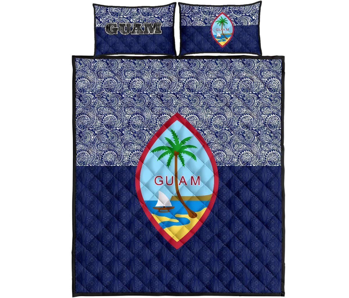 Guam Quilt Bed Set - Guam Coat Of Arms Polynesian Design