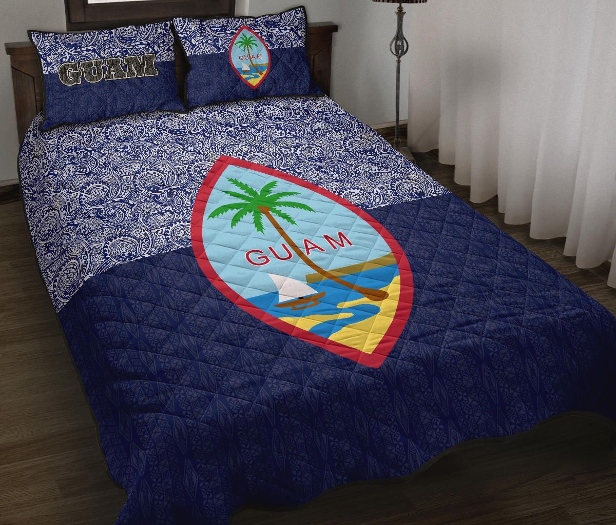 Guam Quilt Bed Set - Guam Coat Of Arms Polynesian Design