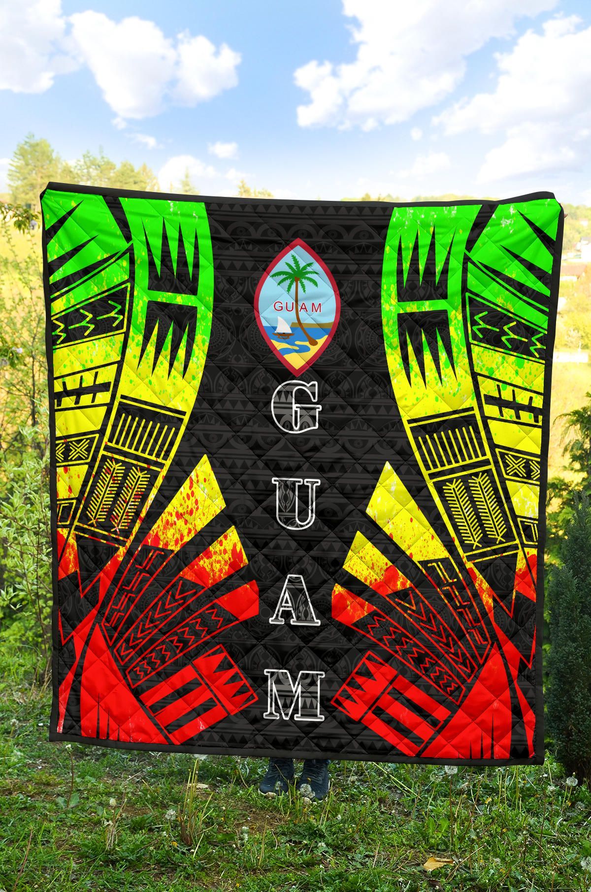 Guam Premium Quilt - Polynesian Tattoo Reggae