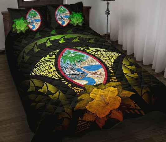 Guam Polynesian Quilt Bed Set Hibiscus Reggae