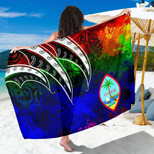 Guam Sarong - Tropical Leaf Rainbow Color