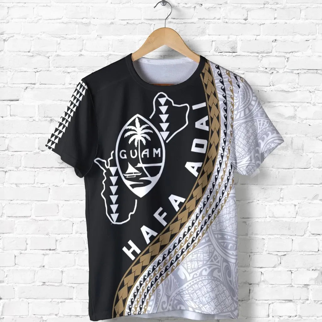 Guam T-Shirt - Guam Coat Of Arms Hafa Adai Black White