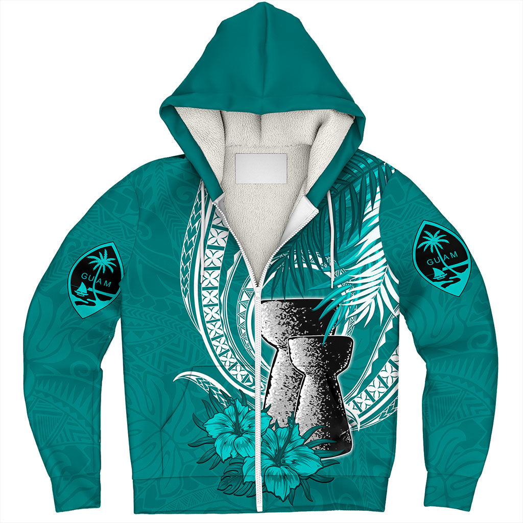 Guam Sherpa Hoodie Tribal Latte Stone Tropical Style