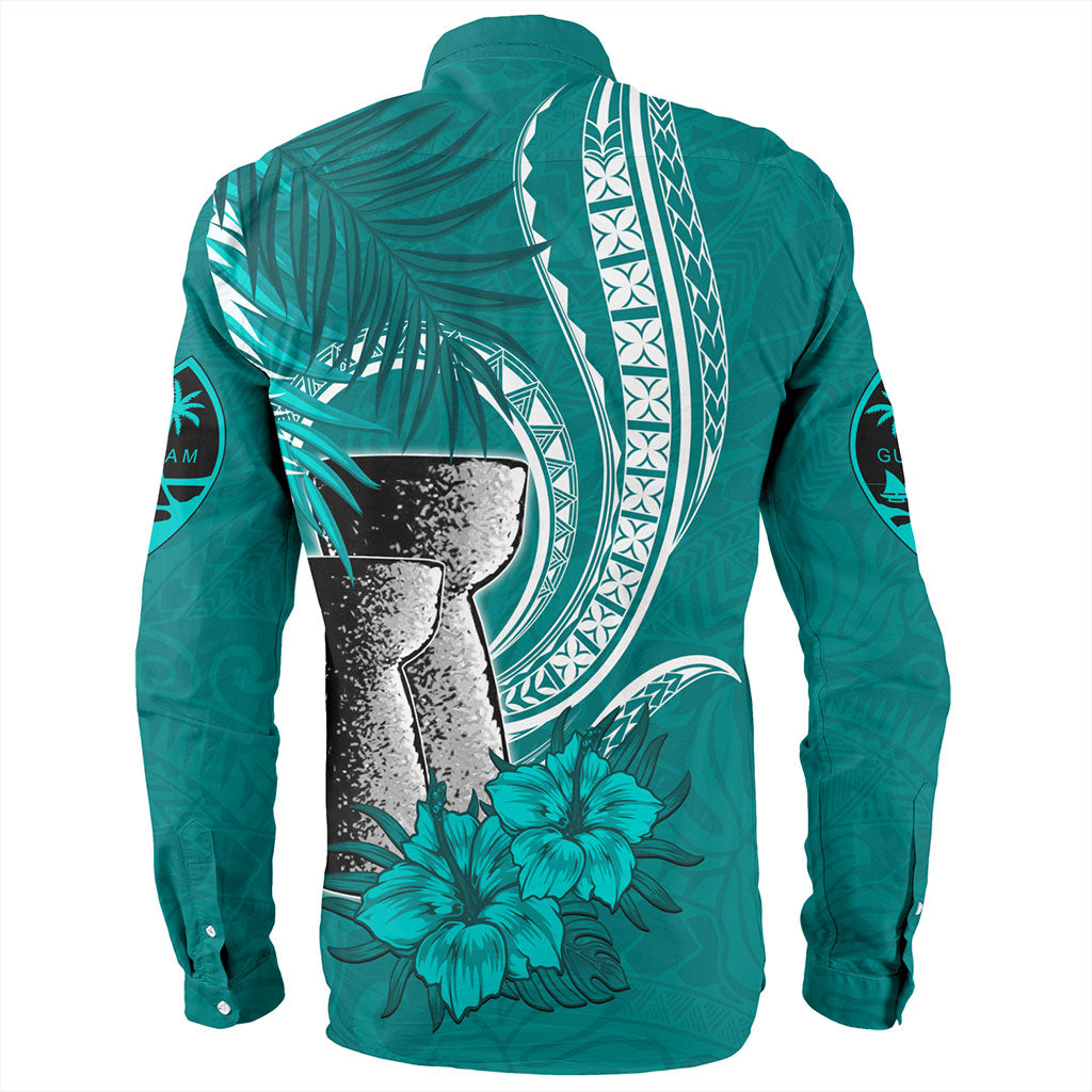 Guam Long Sleeve Shirt Tribal Latte Stone Tropical Style