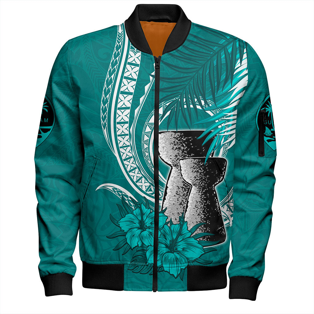 Guam Bomber Jacket Tribal Latte Stone Tropical Style