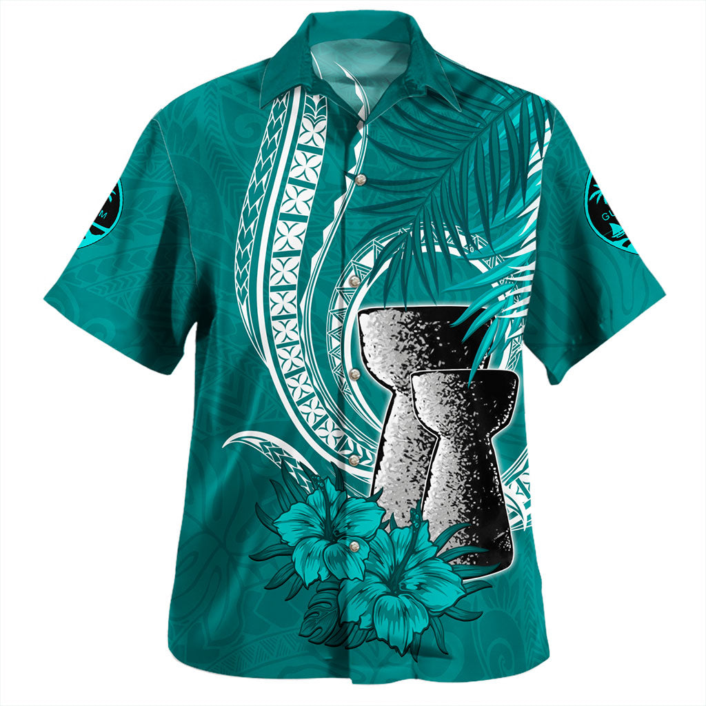 Guam Custom Personalised Hawaiian Shirt Chief Tattoo Patterns Style Sage Green