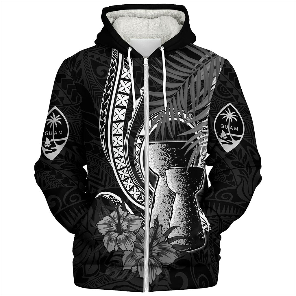 Guam Sherpa Hoodie Tribal Latte Stone Tropical Style
