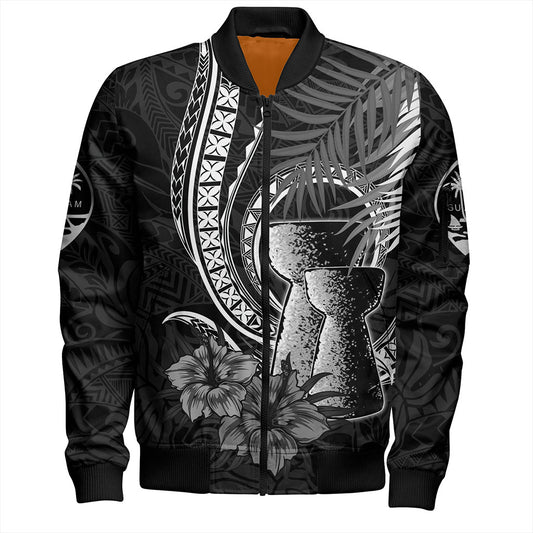 Guam Bomber Jacket Tribal Latte Stone Tropical Style
