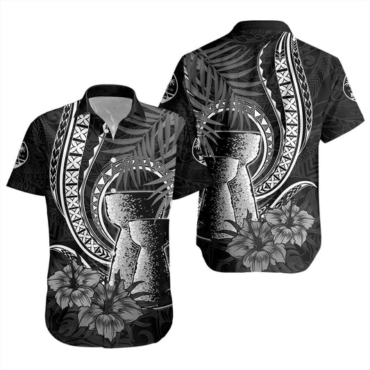 Guam Short Sleeve Shirt Tribal Latte Stone Tropical Style