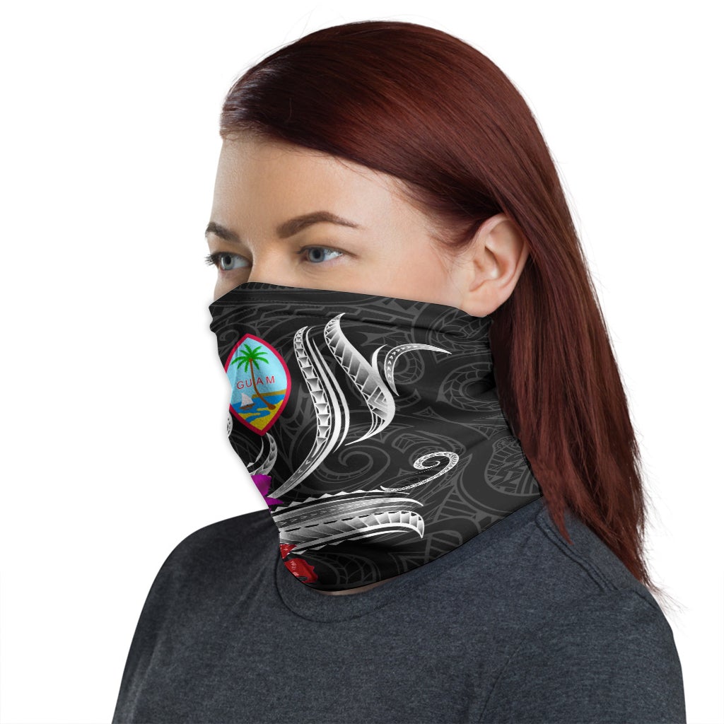 Guam Neck Gaiter Tropical Flower with Polynesian Pattern