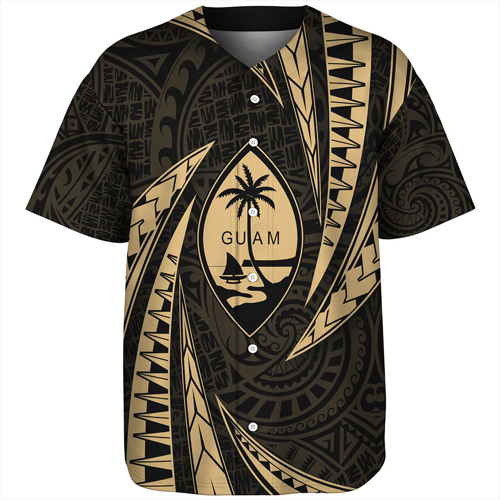 Guam Baseball Shirt Micronesian Tribal Wave