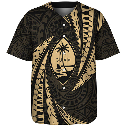Guam Baseball Shirt Micronesian Tribal Wave