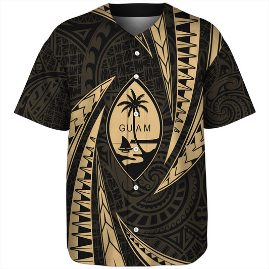 Guam Baseball Shirt Micronesian Tribal Wave