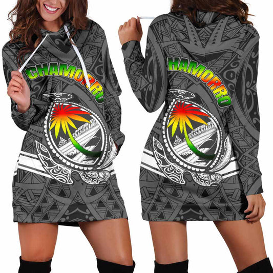 Guam Female Hoodie Dress - Turtle Guam Seal Chamorro