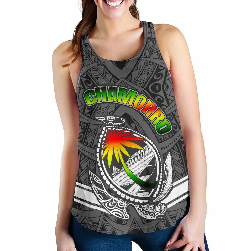 Guam Women Racerback Tank - Turtle Guam Seal Chamorro