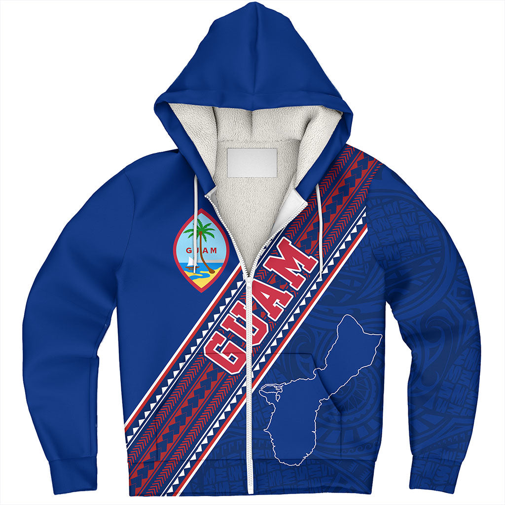 Guam Sherpa Hoodie Flag And Coat Of Arms
