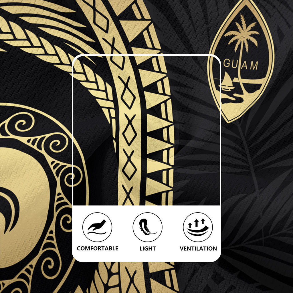 Guam Rugby Jersey Tribal Pattern Golden