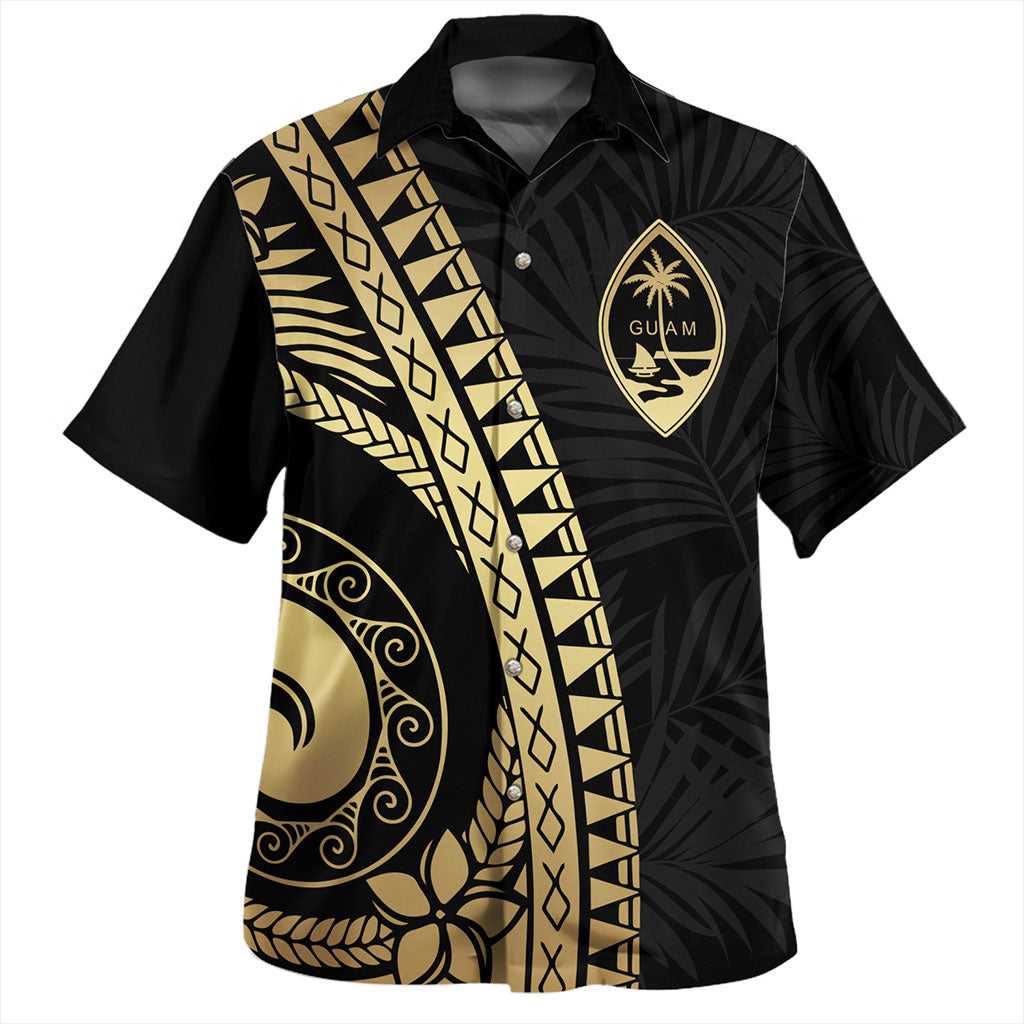 Guam Hawaiian Shirt Tribal Micronesian Coat Of Arms Gray