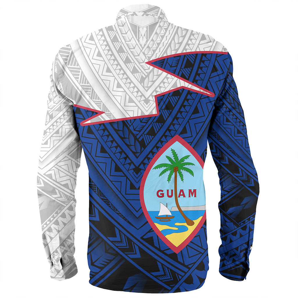 Guam Long Sleeve Shirt Polynesian Tattoo Flag And Coat Of Arms