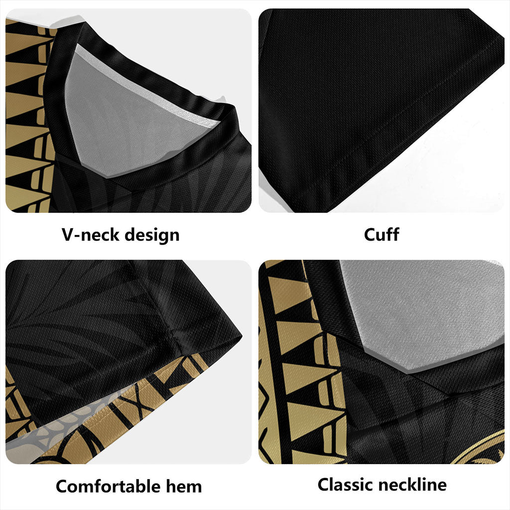 Guam Rugby Jersey Tribal Pattern Golden