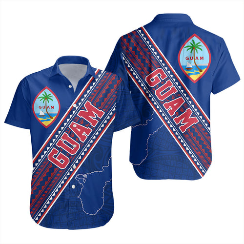 Guam Short Sleeve Shirt Flag And Coat Of Arms