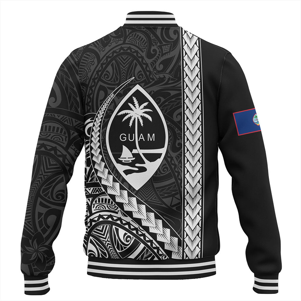 Guam Baseball Jacket Tribal Micronesian Coat Of Arms Gray