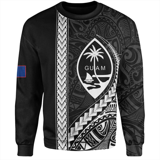 Guam Sweatshirt Tribal Micronesian Coat Of Arms Gray