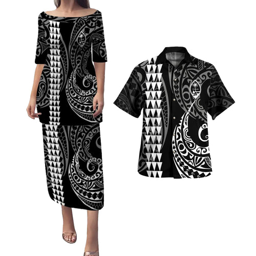 Guam Combo Puletasi And Shirt Kakau Style White
