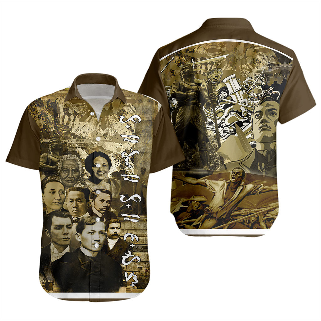 Philippines Filipinos Short Sleeve Shirt National Heroes Background