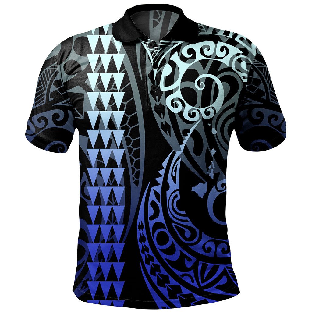 Hawaii Polo Shirt Map Kakau Style