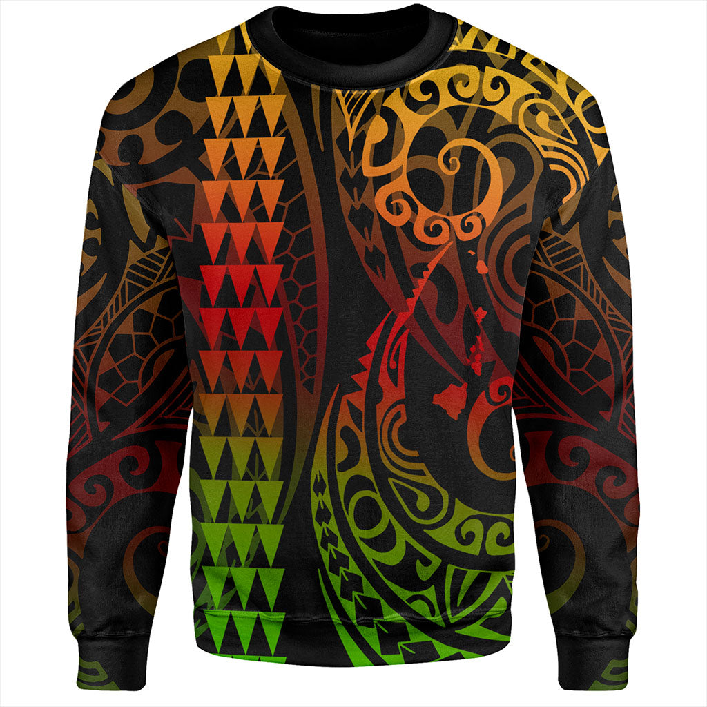 Hawaii Sweatshirt Map Kakau Style