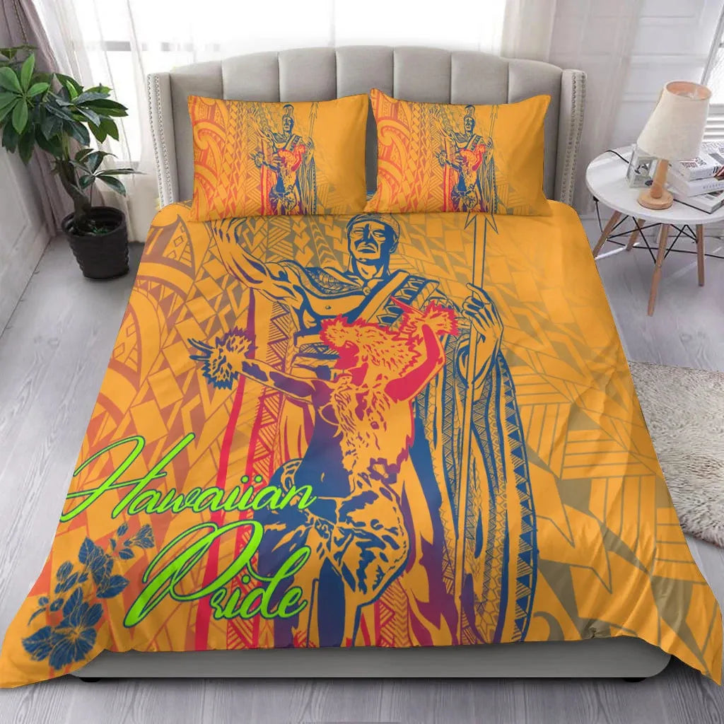 Hawaii Bedding Set - King Of Hawaii With Hawaiian Girls