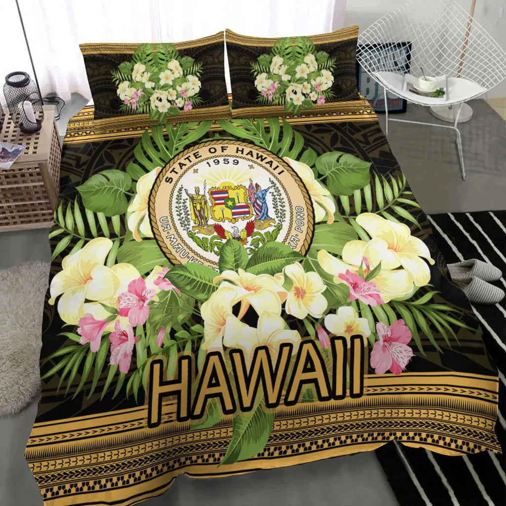 Hawaii Bedding Set - Polynesian Gold Patterns Collection