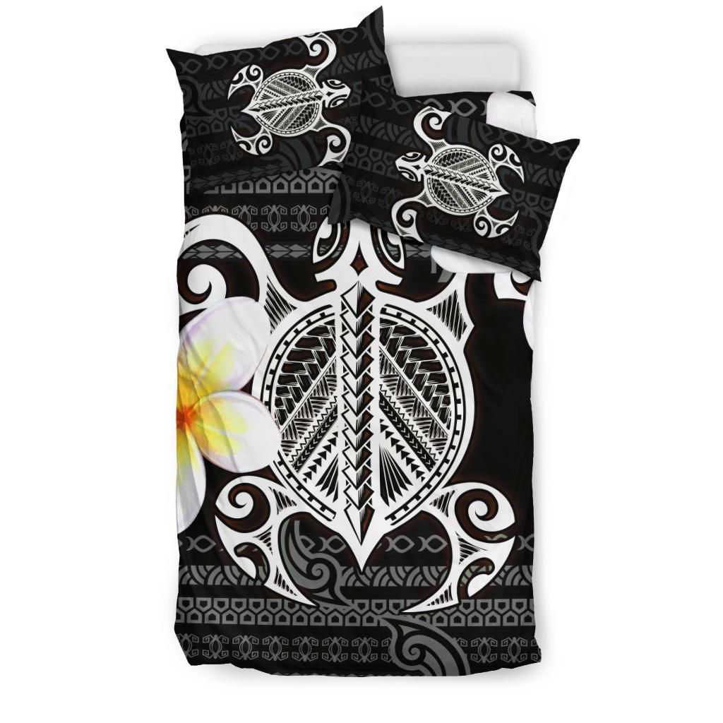 Hawaii Bedding Set - Turtle Plumeria Flowers Polynesian Pattern