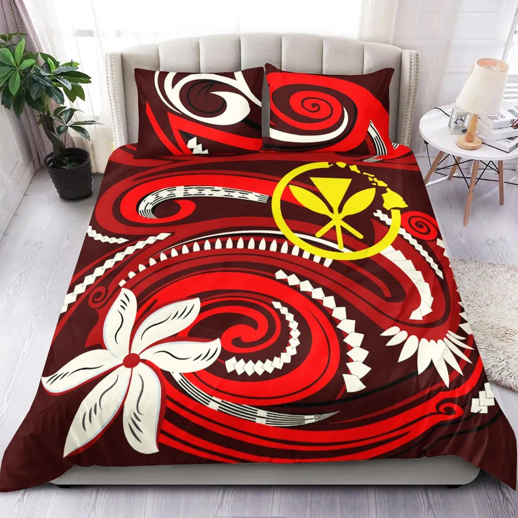 Hawaii Bedding Set - Vortex Style Red Color