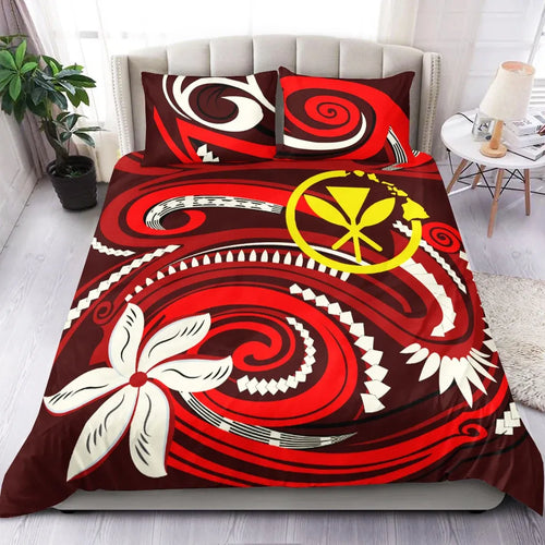 Hawaii Bedding Set - Vortex Style Red Color