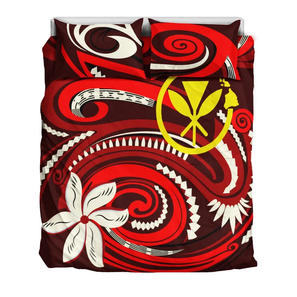 Hawaii Bedding Set - Vortex Style Red Color