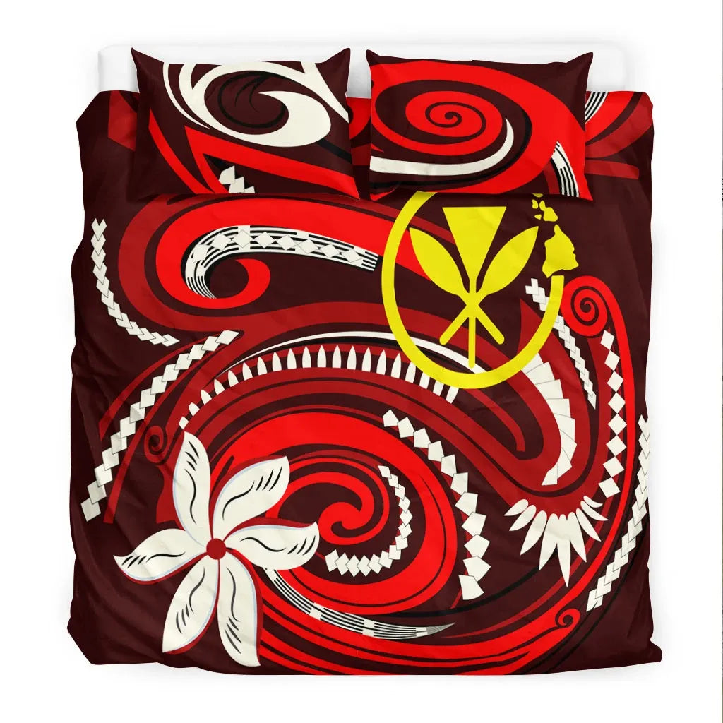 Hawaii Bedding Set - Vortex Style Red Color