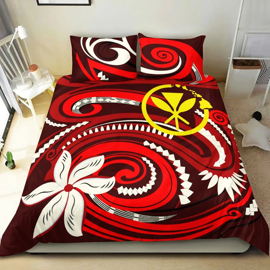 Hawaii Bedding Set - Vortex Style Red Color