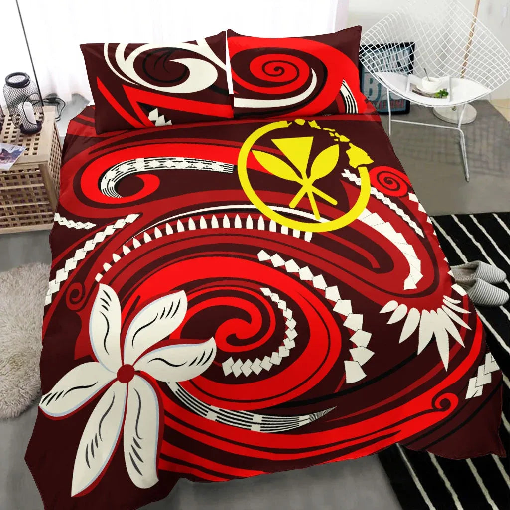 Hawaii Bedding Set - Vortex Style Red Color